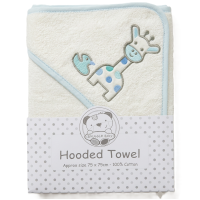 BW-120-022S: Baby Hooded Towel - Giraffe- Sky